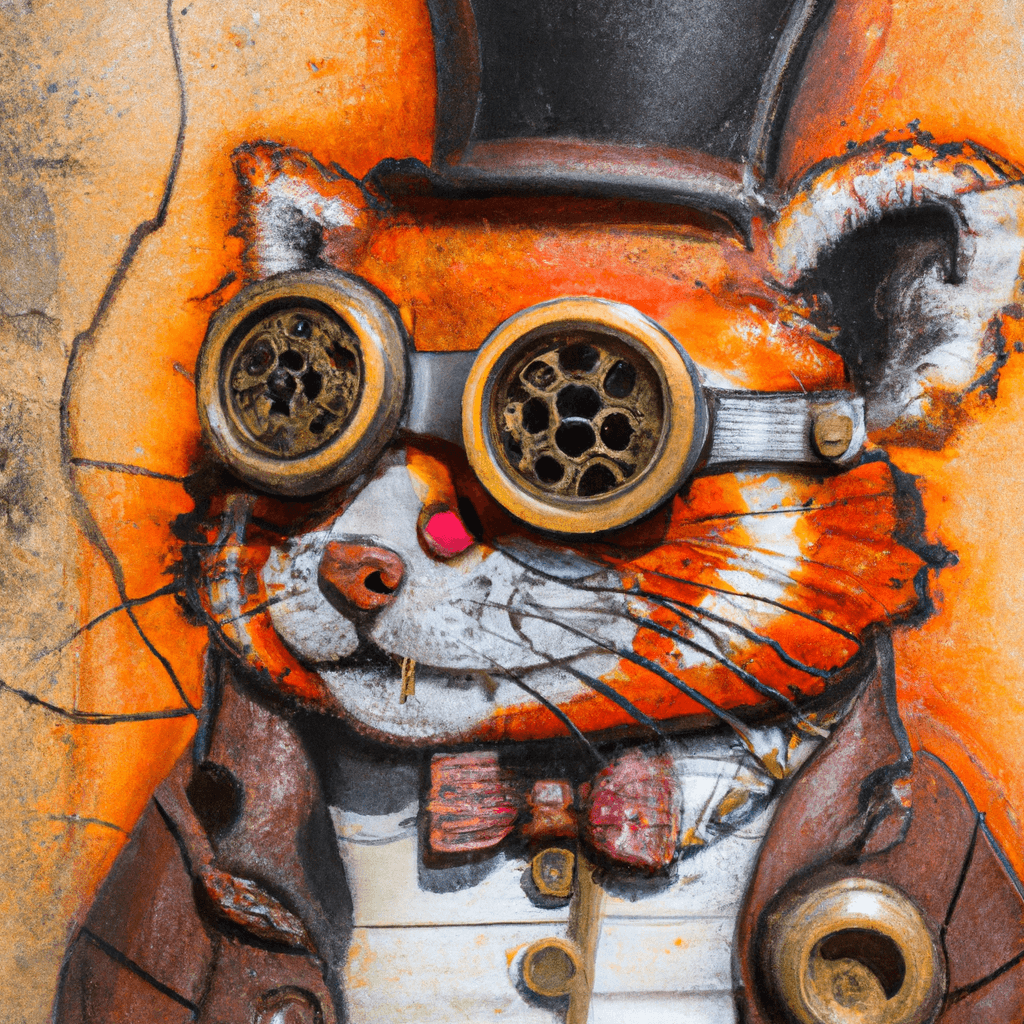 street art of a steampunk red panda